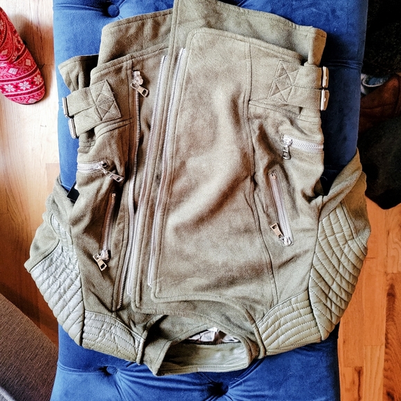 Ivory & Chain Bonita Biker Jacket Olive - Picture 7 of 12